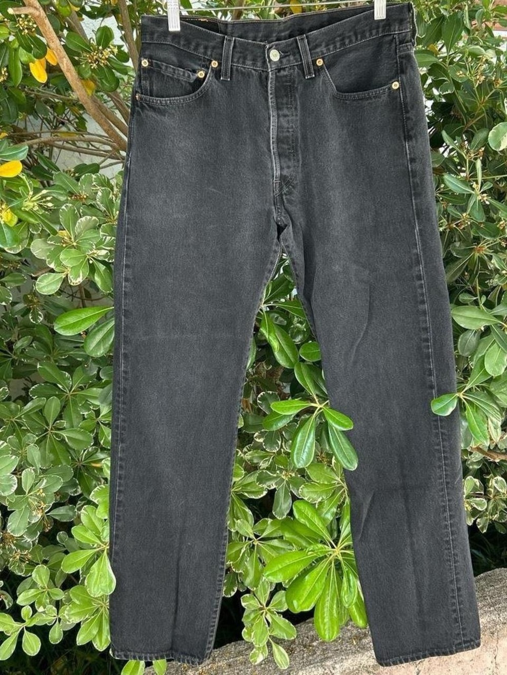 Vintage 2000s Levi’s 501 Black Jeans 31x34 Faded Denim Made in Poland